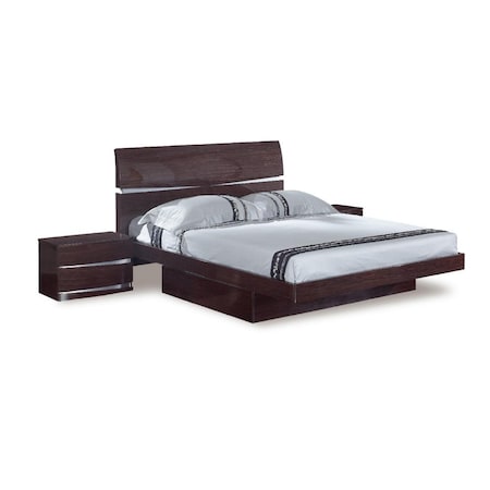 Gfancy Fixtures 85 x 72 x 42.5 in. Modern California King Wenge High Gloss Bed GF3092259